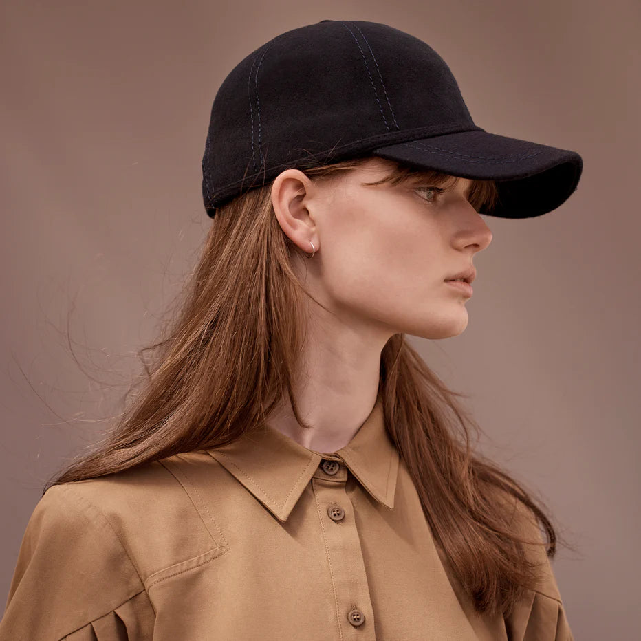 Shop Online I Ellery and Moss I Sarah J Curtis Navy Wool Cap