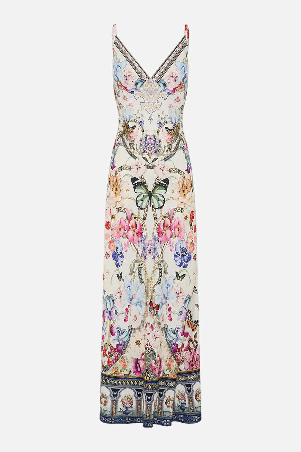 Camilla Monserrate Magic V Neck Full Length Bias Slip Dress