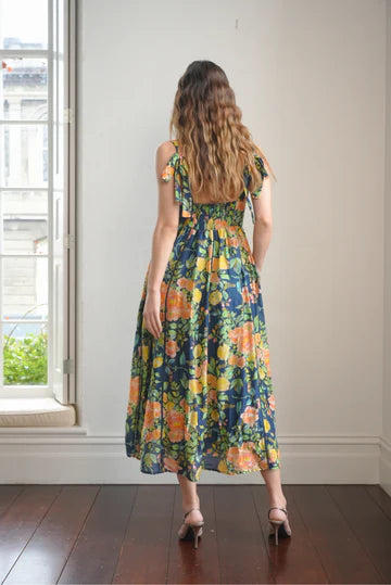 Lulu Zagame Shoulder-Tie Maxi Dress - Midnight Bloom