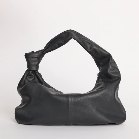 Vestirsi Allegra Black Knot Crescent Leather Bag