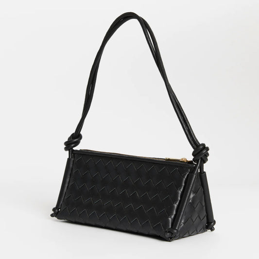 Vestirsi Daniella Black Woven Leather Handbag