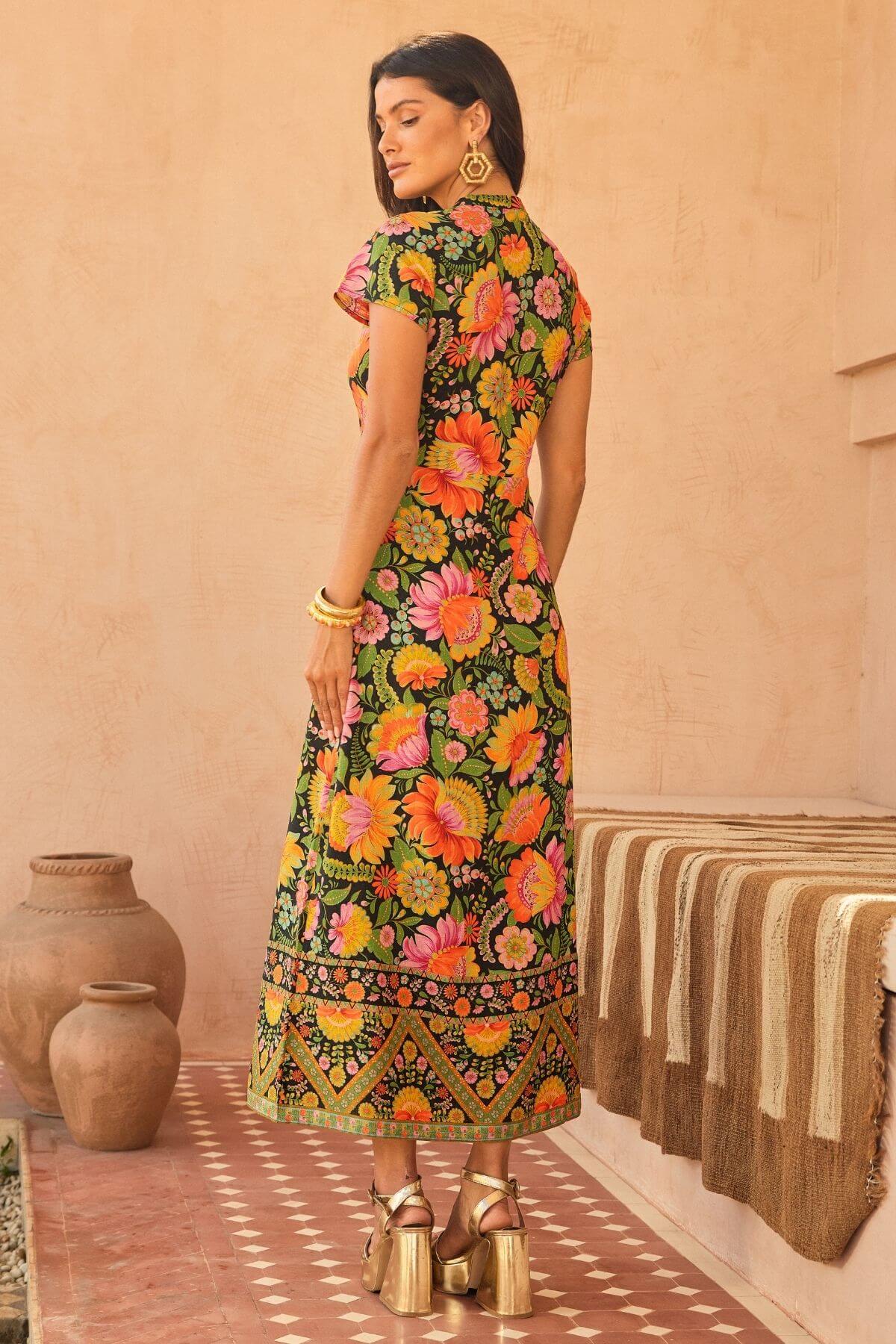 Nine Lives Bazaar Willa Midi Dress - Fiesta