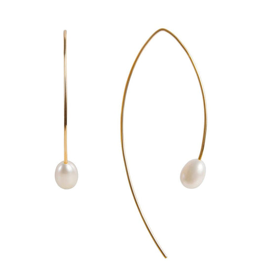 Fairley Pearl Curve Earrings - Gold