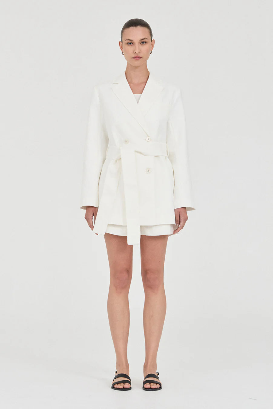 Friend Of Audrey Hayworth Blanket Stitch Linen Blazer