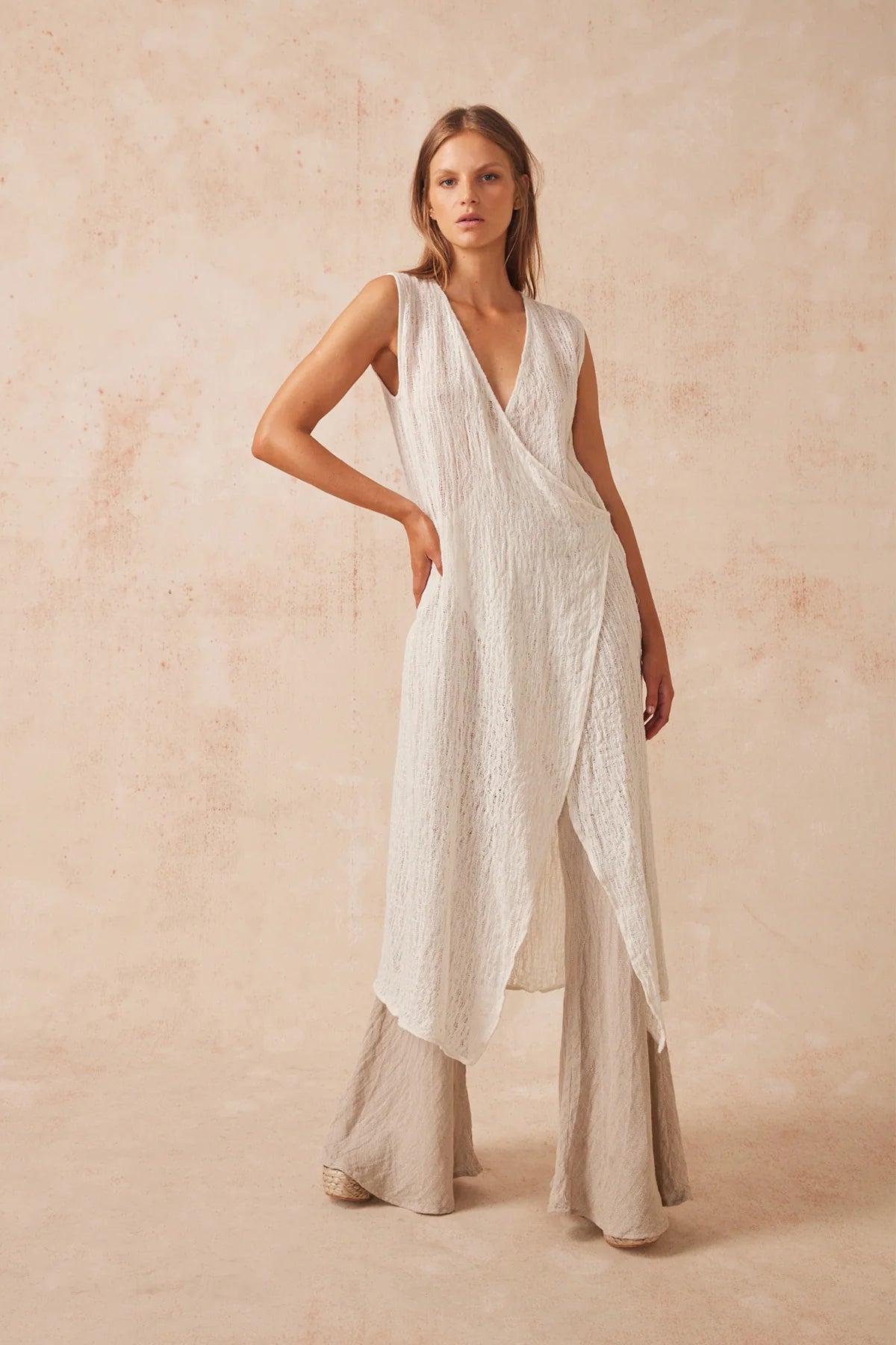 Estilo Emporio  Slip Midi Dress - Stracciatella Panna