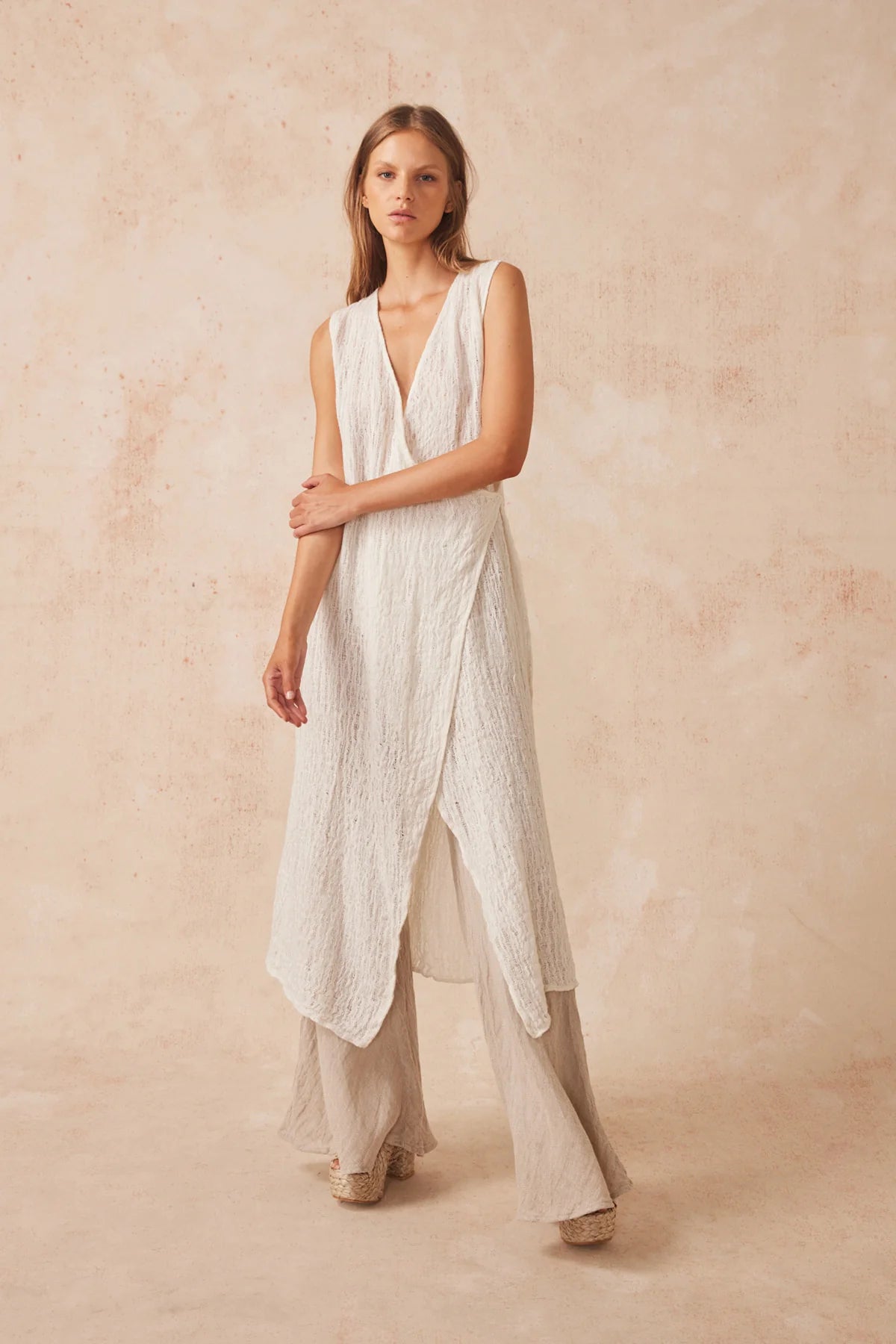 Estilo Emporio  Slip Midi Dress - Stracciatella Panna