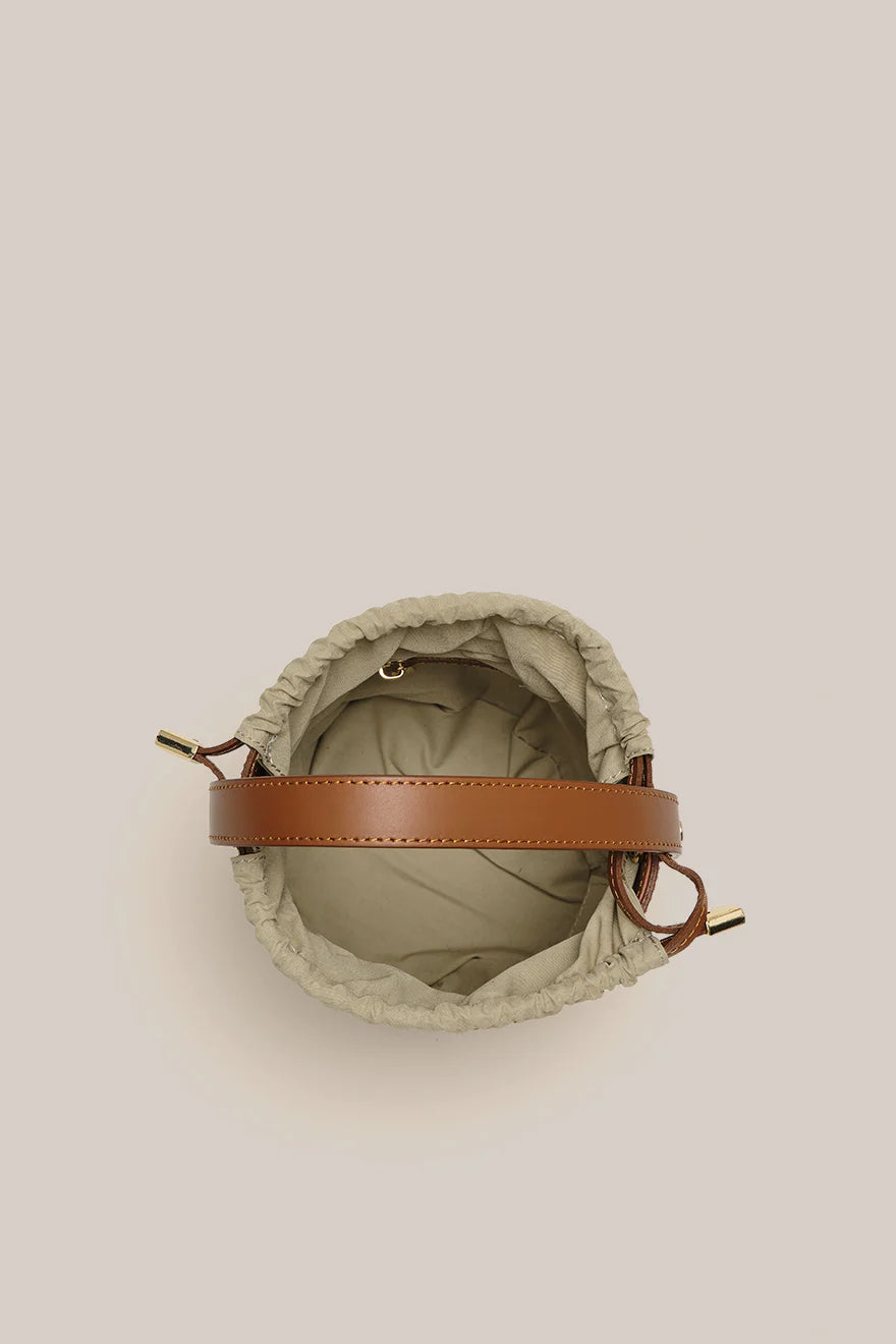 Vestirsi Brittany Raffia Bucket Bag, Tan