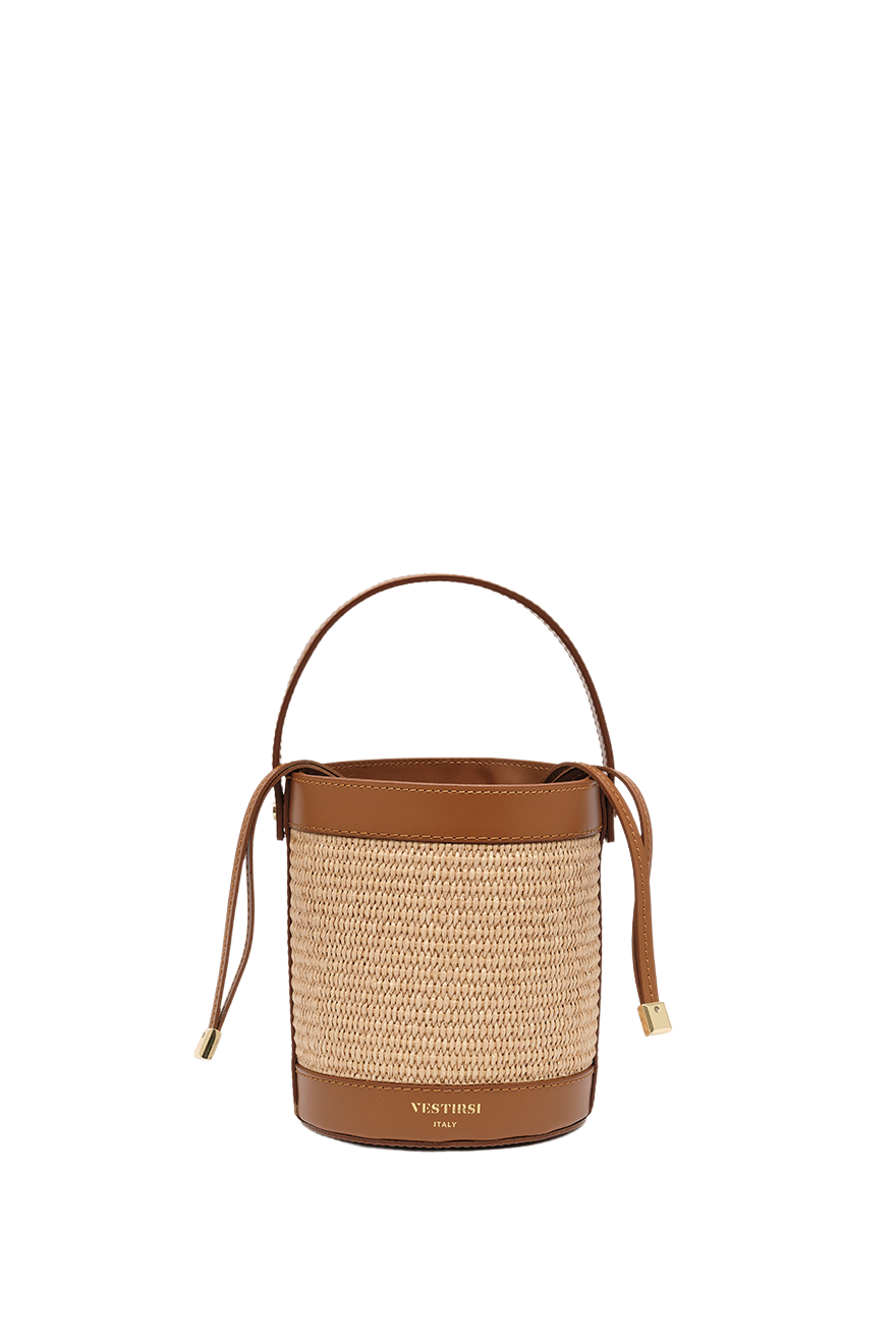 Vestirsi Brittany Raffia Bucket Bag, Tan