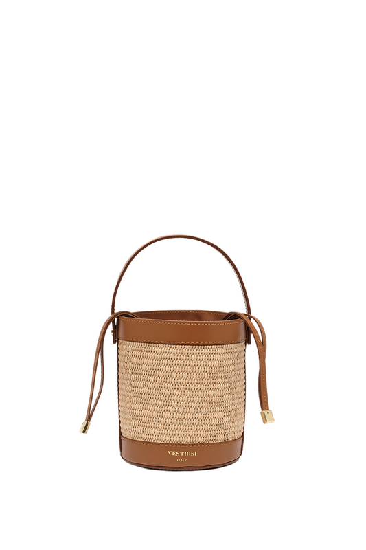 Vestirsi Brittany Raffia Bucket Bag, Tan