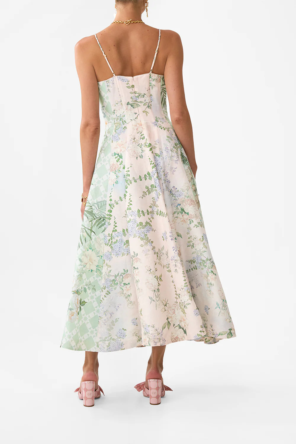 Camilla Palacio Playground Corset Dress With Long Flared Skirt
