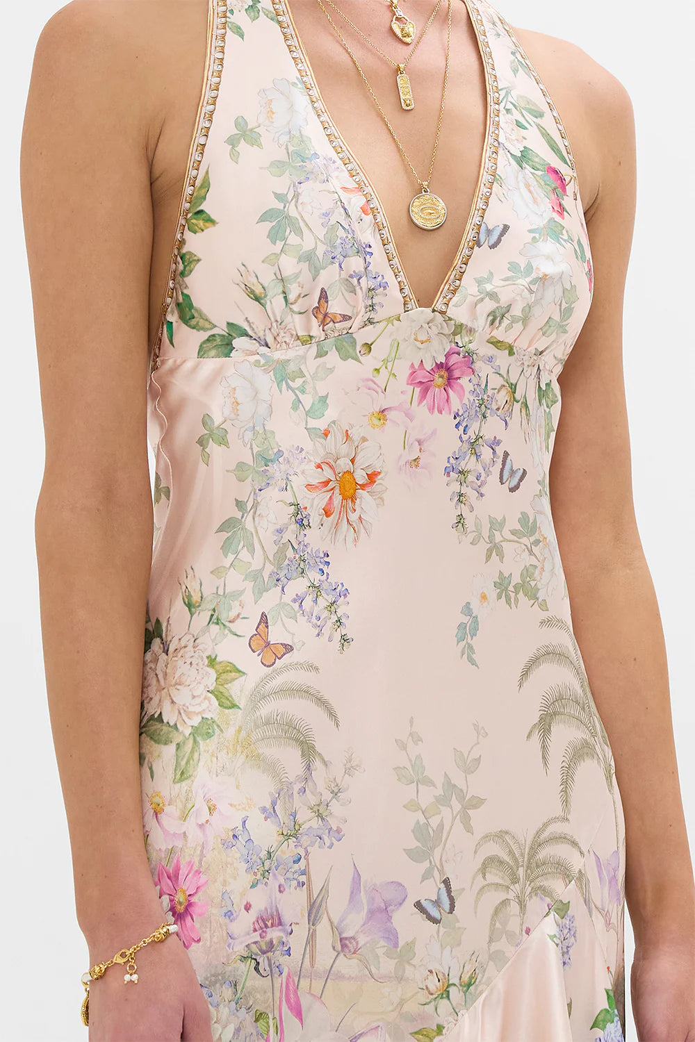 Camilla The Palacio Playground Bias Halter Dress With Ruffle Hem