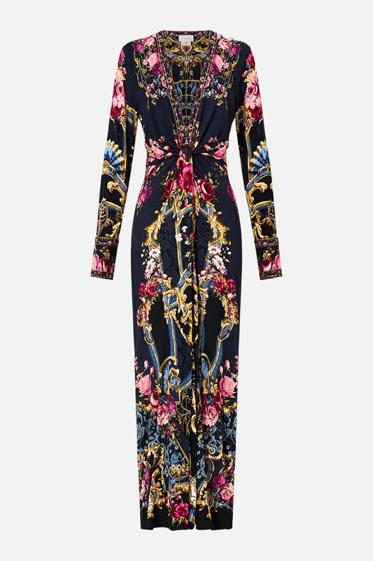 Camilla Ornate On A Plate Long V Neck Twist Front Jersey Dress