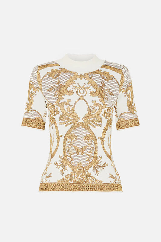 Camilla Dressing Room Drama Cap Sleeve Mock Knit Top