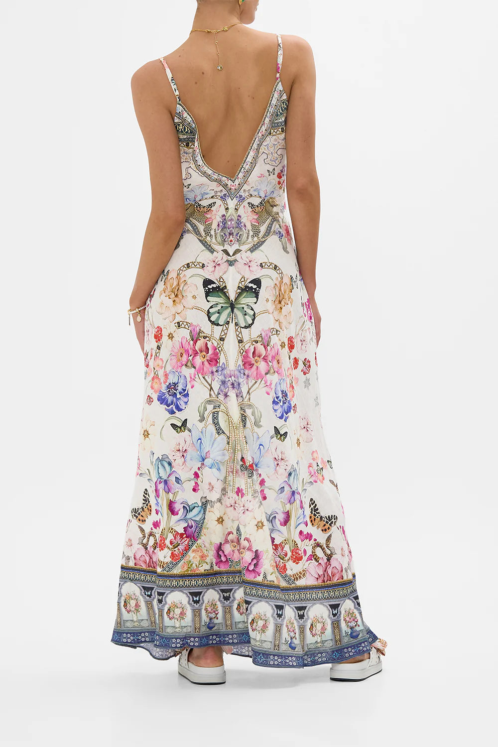 Camilla Monserrate Magic V Neck Full Length Bias Slip Dress