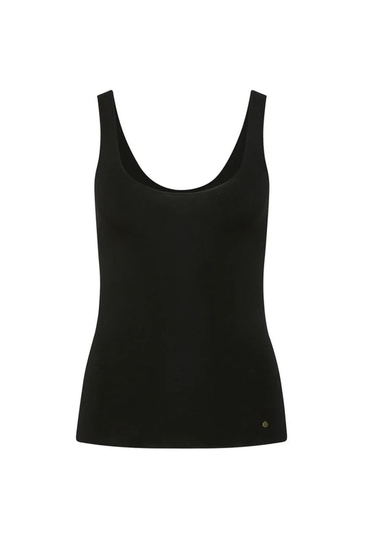 Cable Superfine Merino Singlet - Black