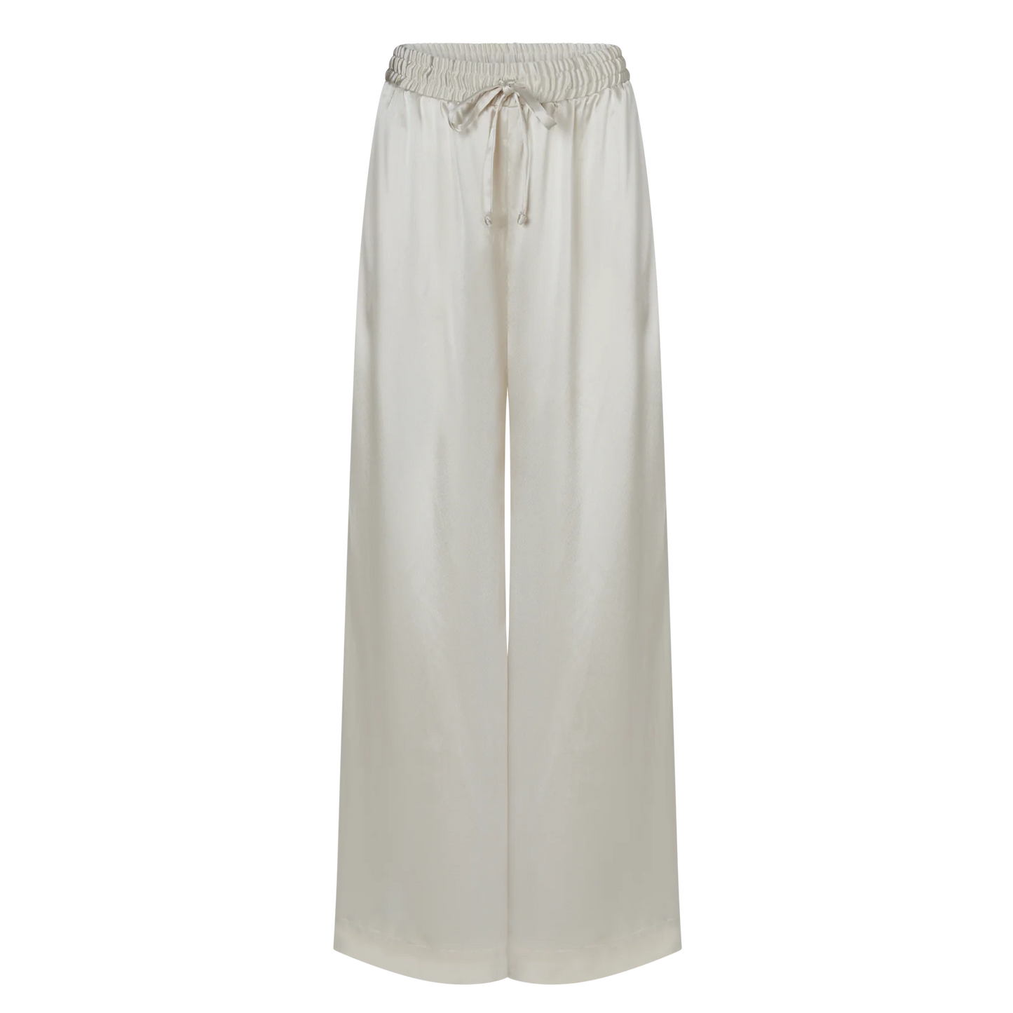 The One Six Luxe Essential Wide Leg Pant - Ivory Satin