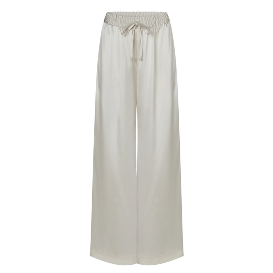 The One Six Luxe Essential Wide Leg Pant - Ivory Satin