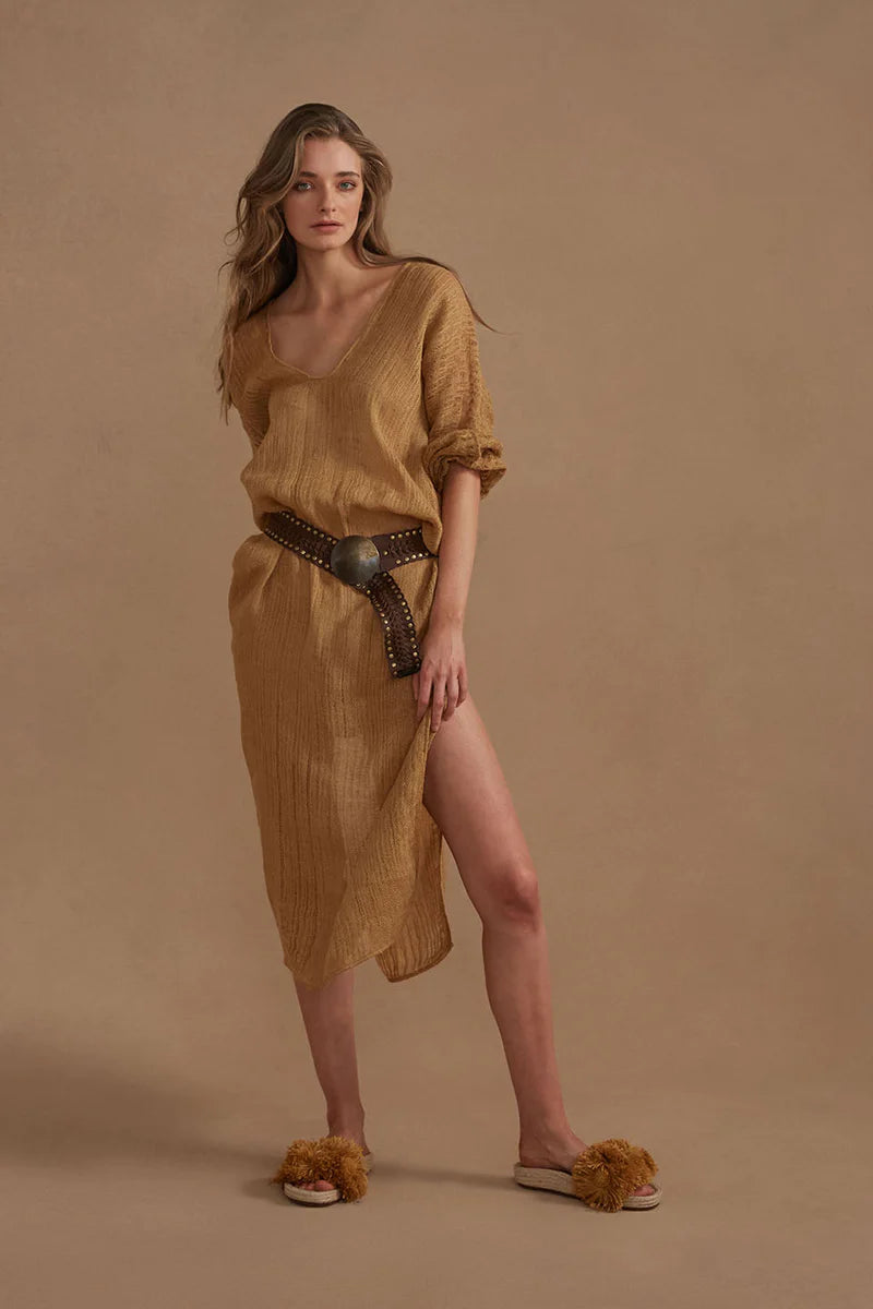 Estilo Emporio Dolcezza Dress - Stracciatella Ochre