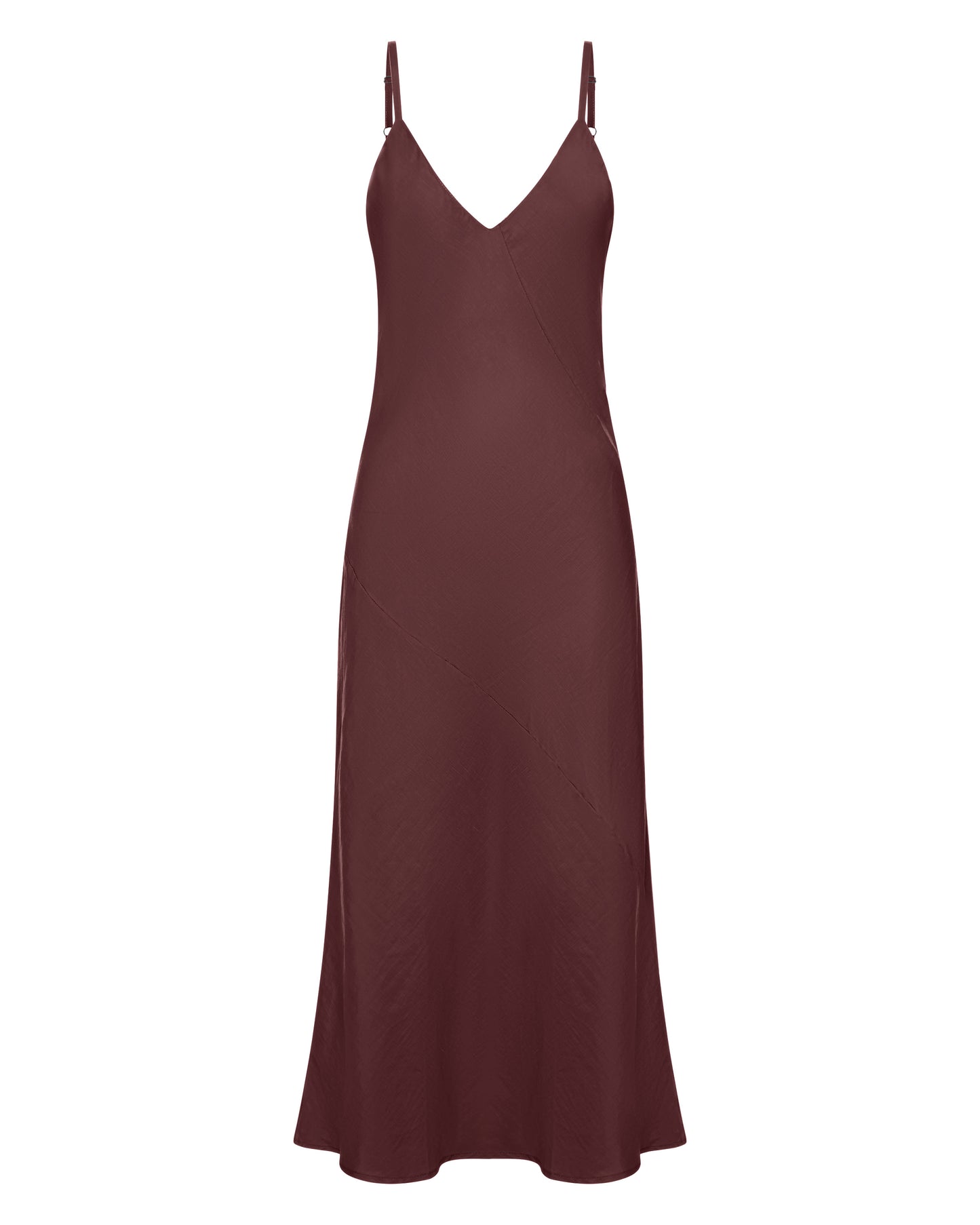 Ellery and Moss Adeline Midi Bias Cut Dress - Chocolate