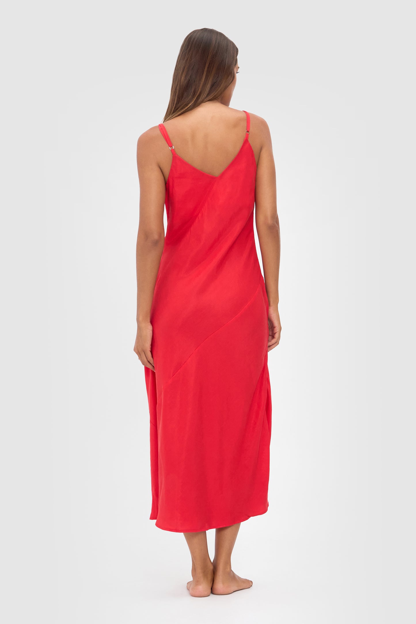 Ellery and Moss Adeline Midi Bias Dress - Fire Red