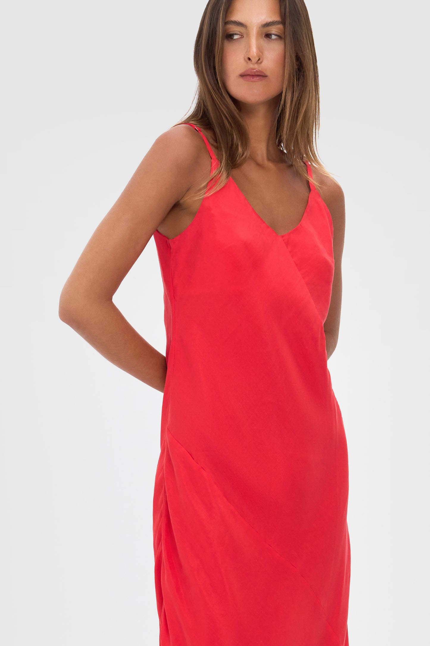 Ellery and Moss Adeline Midi Bias Dress - Fire Red