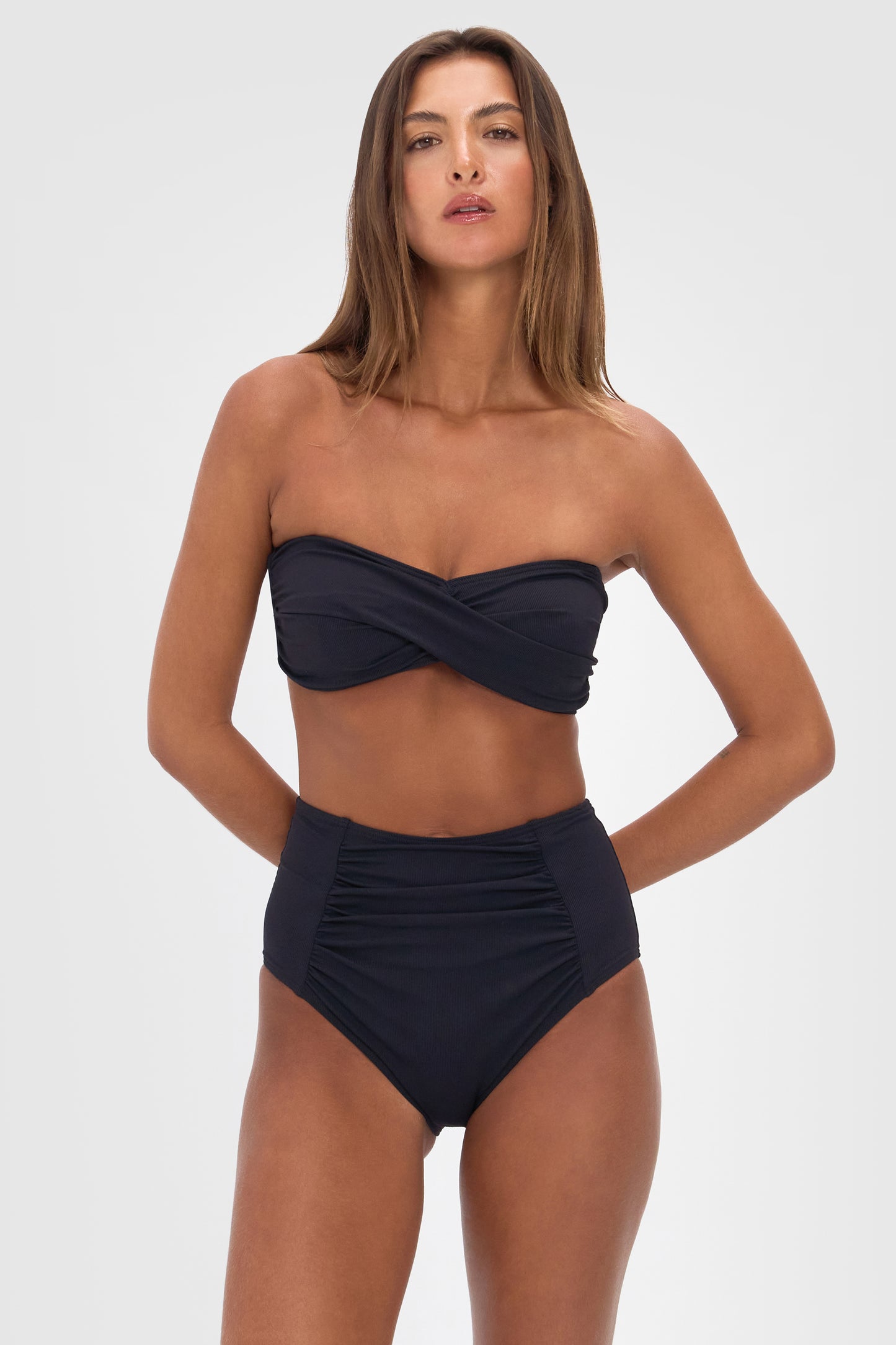 Ellery and Moss X Contessa Volpi Erica Bikini Top - Black Ribbed