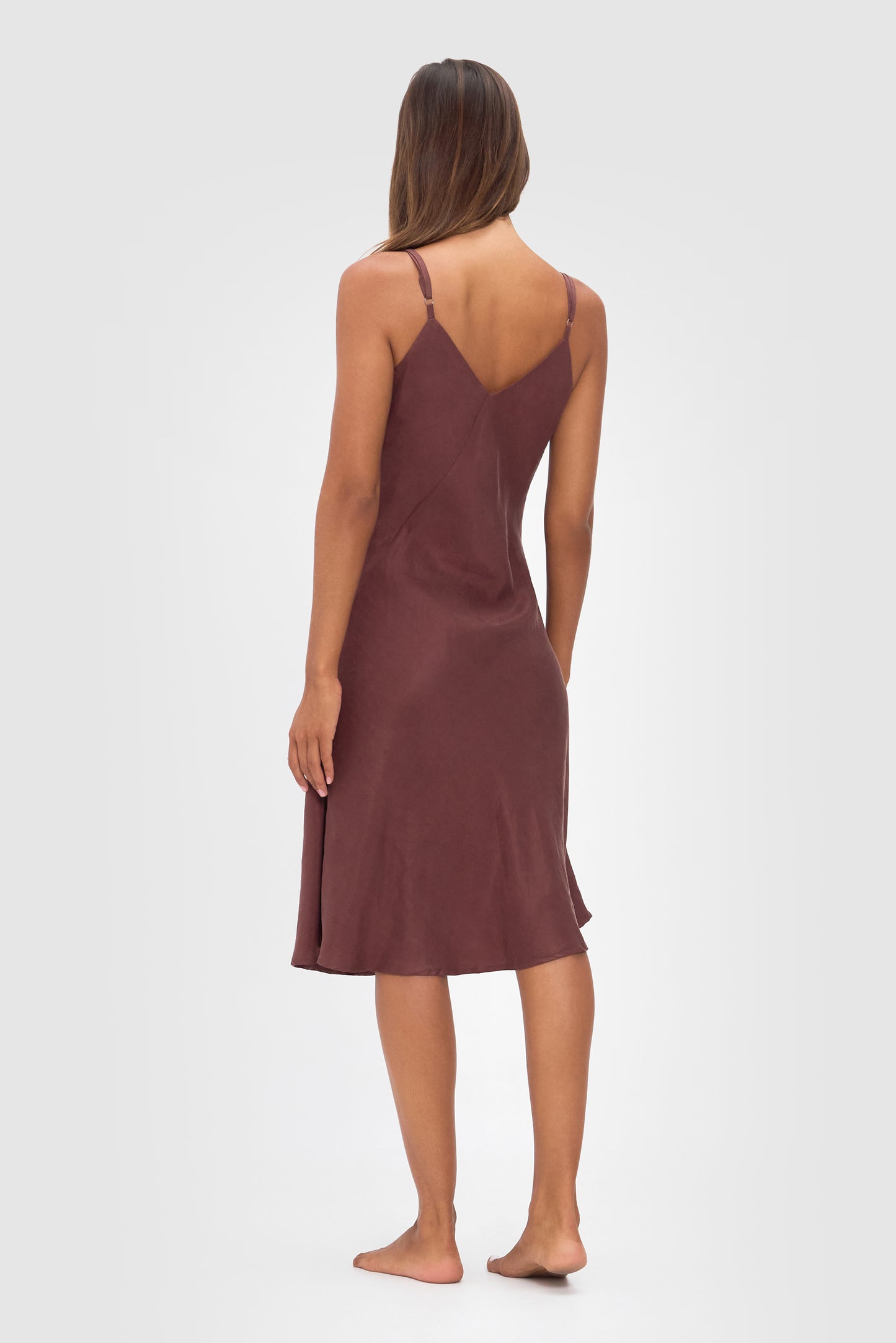 Ellery and Moss Adeline Short Bias Cut Dress - Chocolate