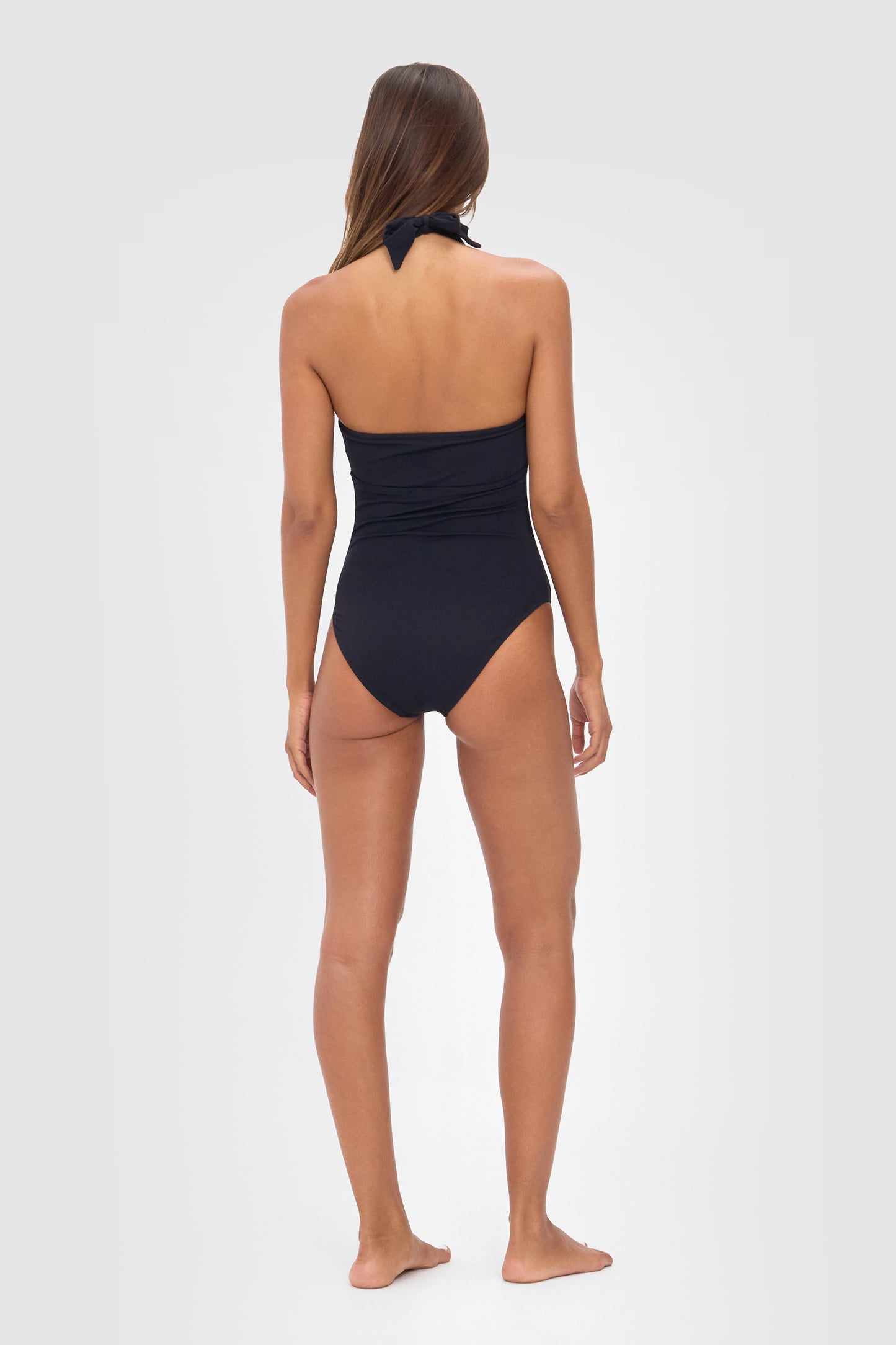 Ellery and Moss X Contessa Volpi Janet Halterneck One Piece Swimsuit - Black Ribbed