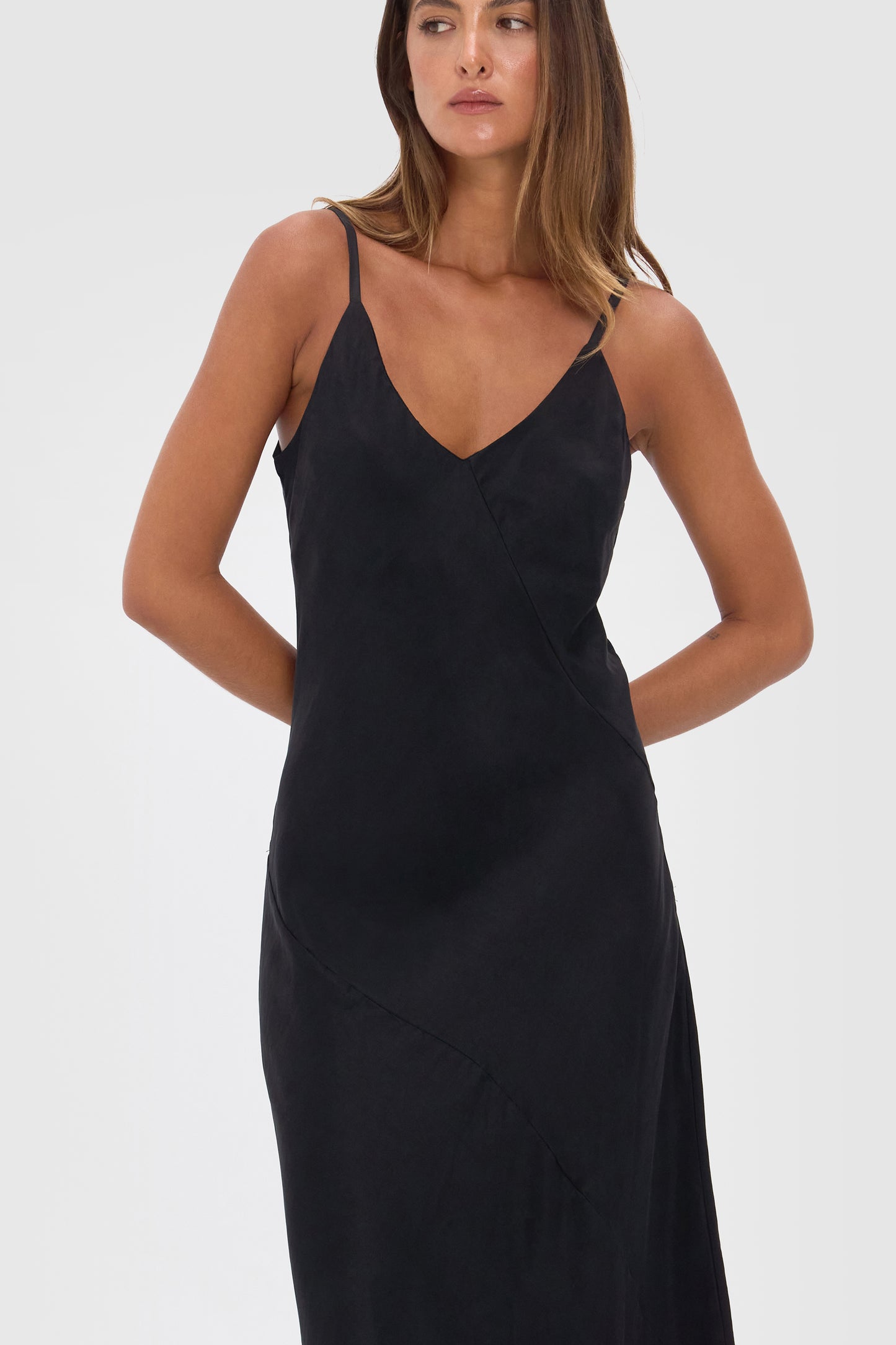 Ellery and Moss Adeline Midi Bias Cut Dress  - Black