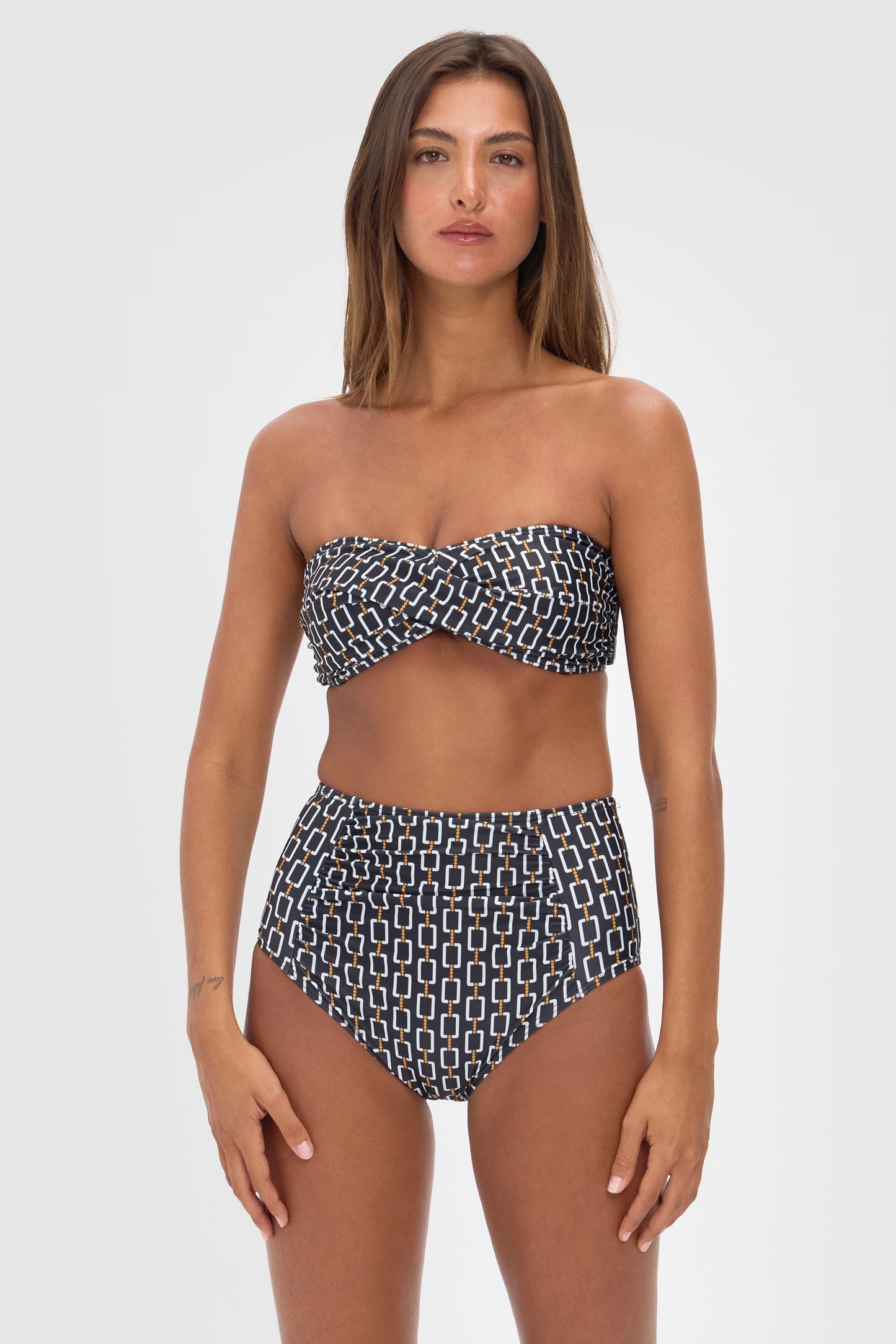 Ellery and Moss X Contessa Volpi Bandeau Bikini Top - Geo Print