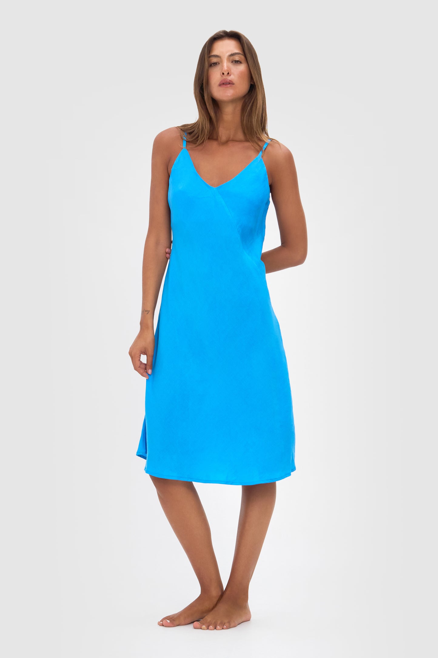 Ellery and Moss Adeline Short Bias Dress - Blue Opal