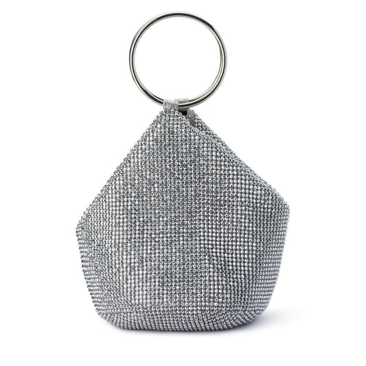 Olga Berg Ellie Crystal Mesh Bag - Silver