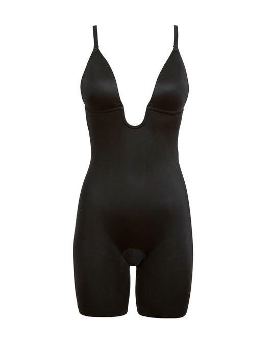 Spanx Suit Your Fancy Plunge Low Back Mid-Thigh Bodysuit - Very Black - 10157R