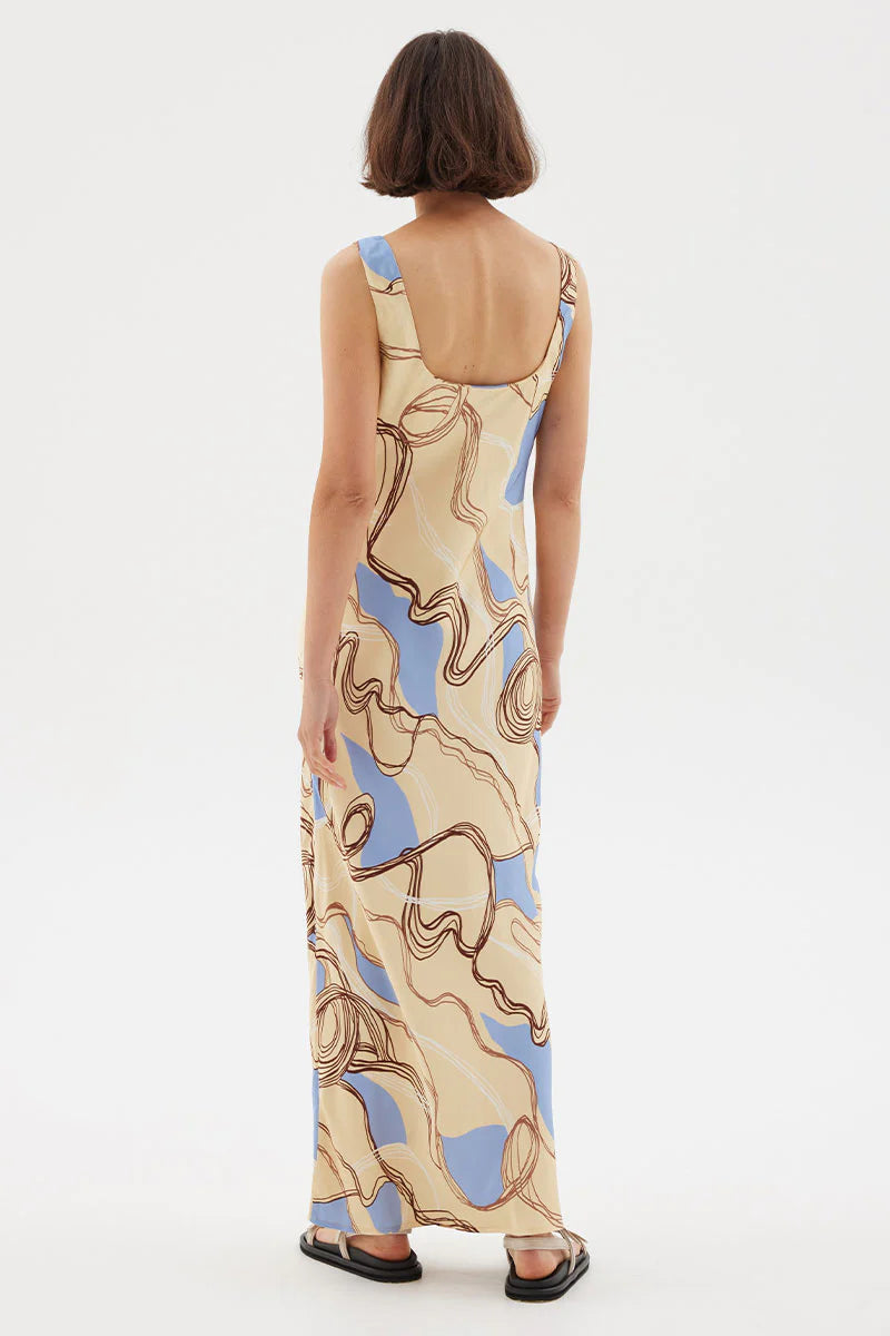 Sovere Studio Expression Bias Midi Dress - Custard/Blue