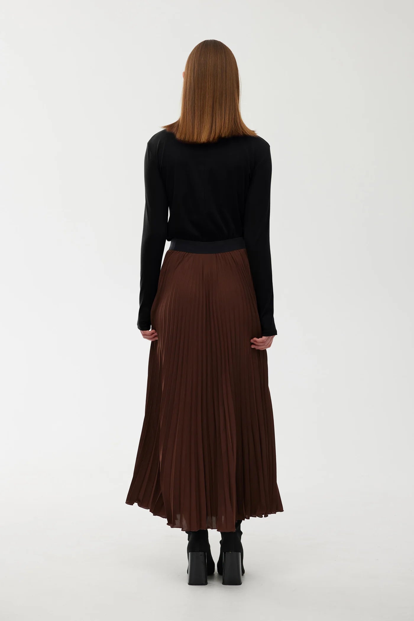 Kinney the Label Goldie Pleat Skirt - Chocolate