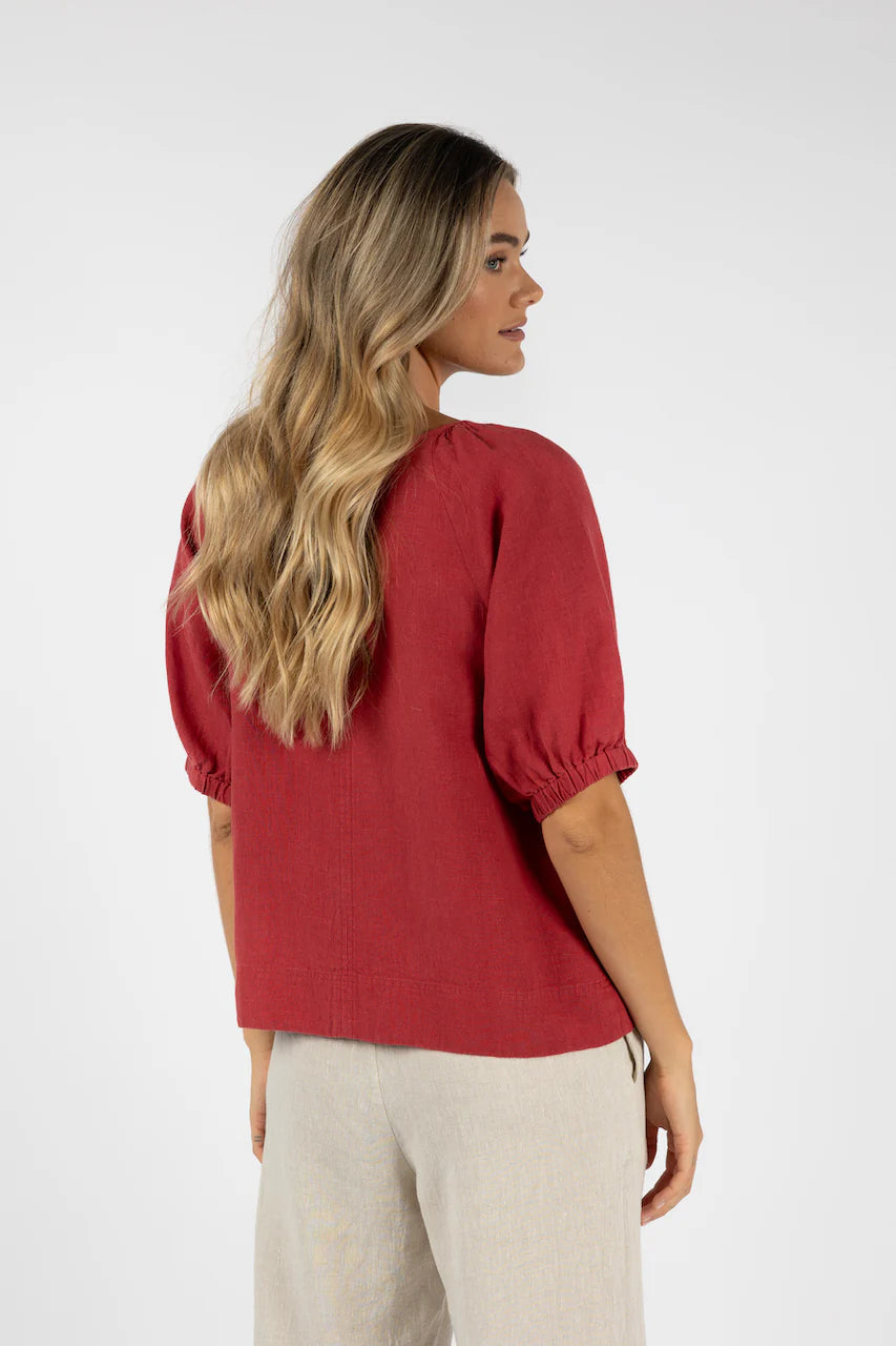 Humidity Lifestyle Lagoon Blouse - Brick