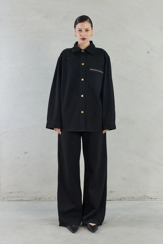 Sofia Irina Josefina Denim Shirt - Black