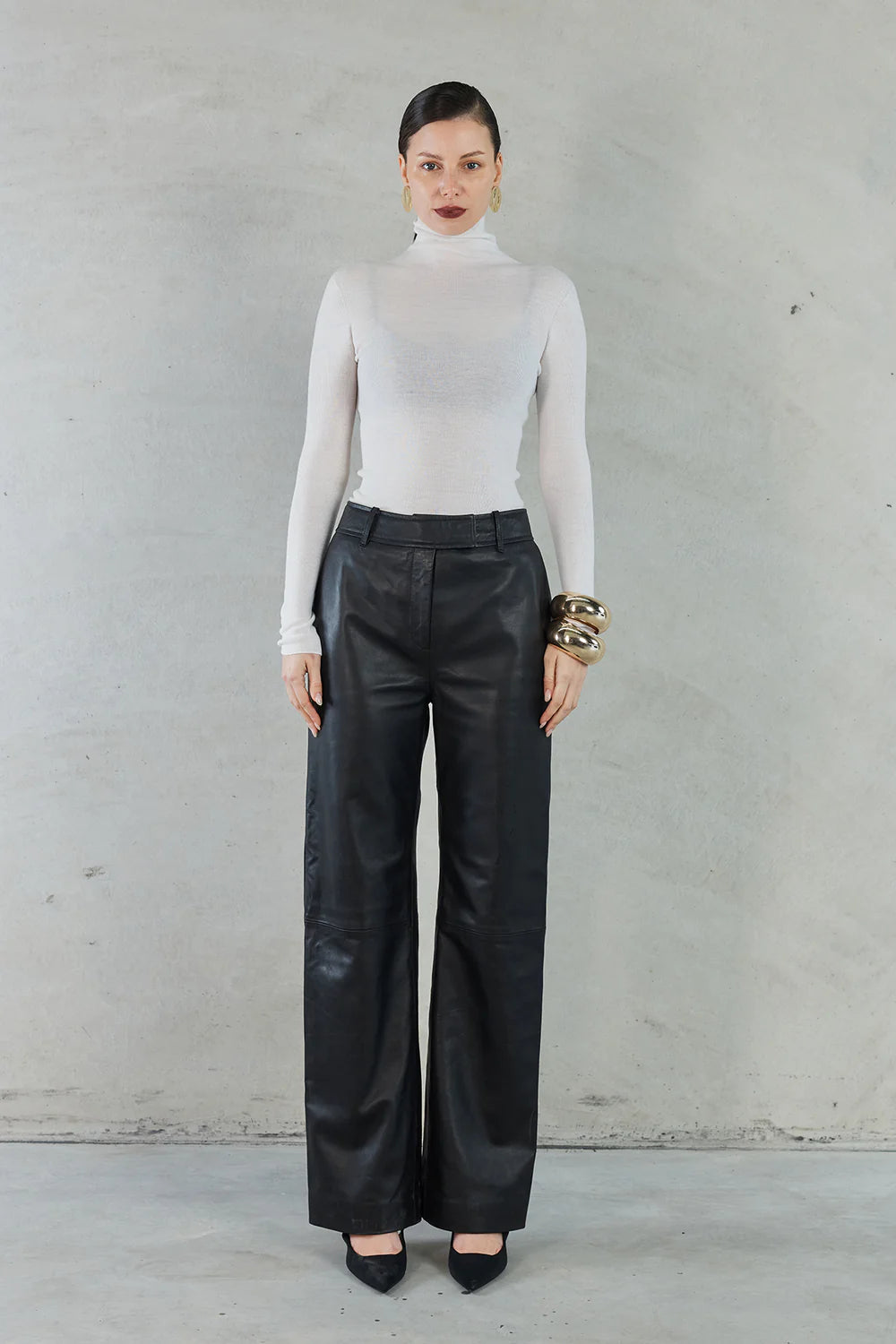 Sofia Irina Alba Leather Pant - Black