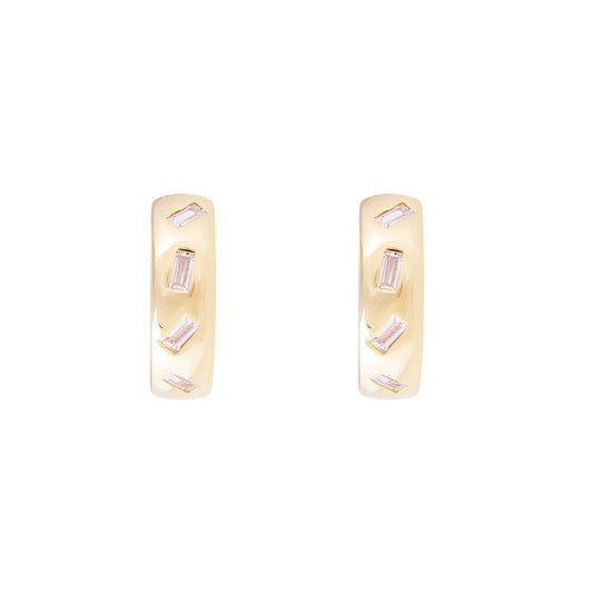 Fairley Scatter Baguette Midi Hoops