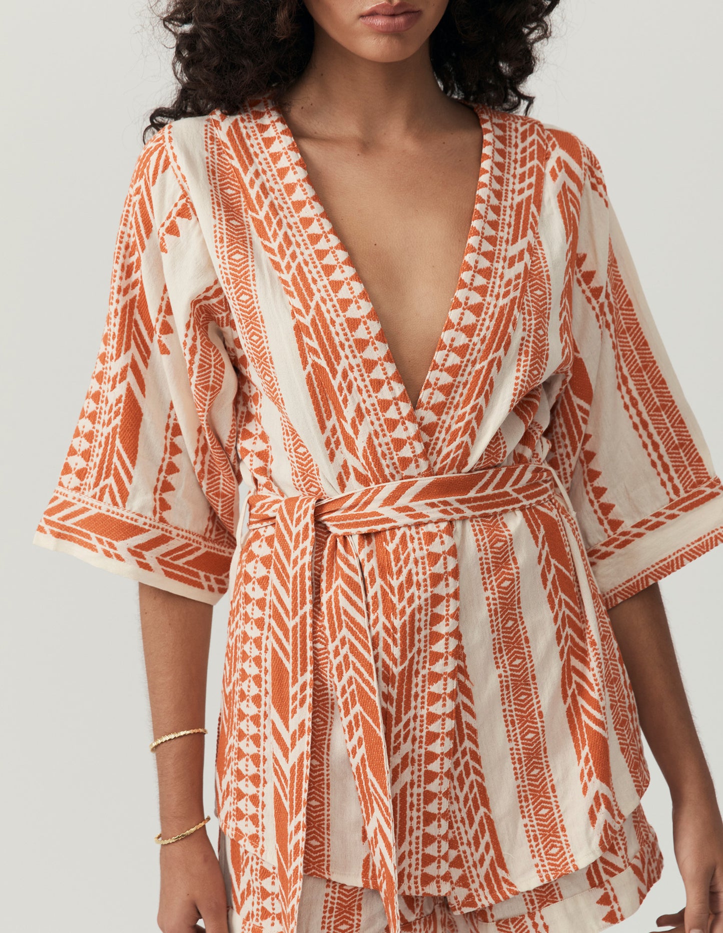 MOS the Label Carina Wrap top - Orange Stripe