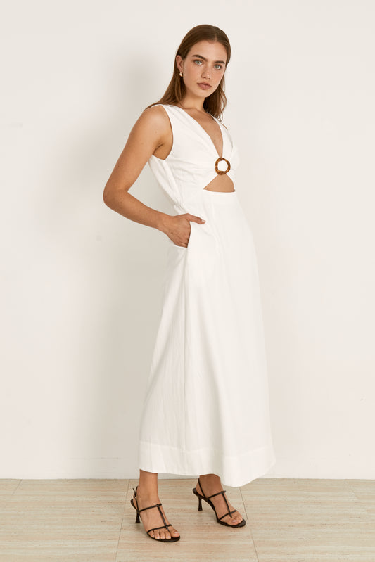 MON RENN Relic Midi Dress - White