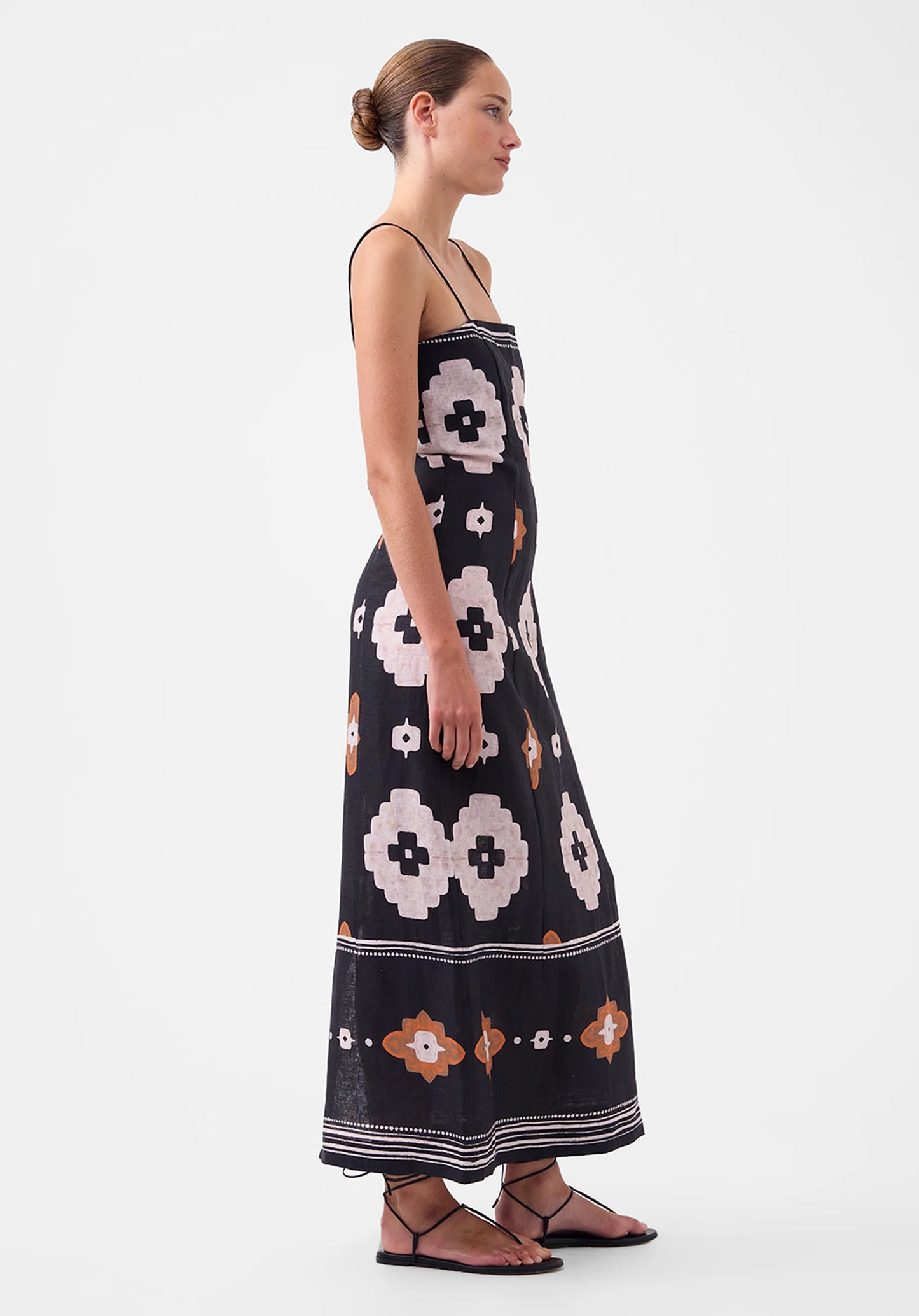 Morrison Navi Linen Print Dress