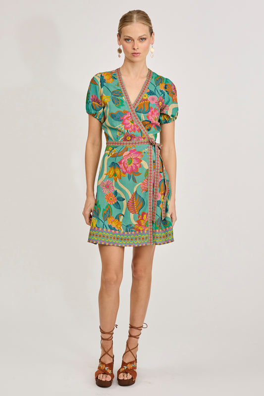 Nine Lives Bazaar Cisco Wrap Dress - Summer Sky