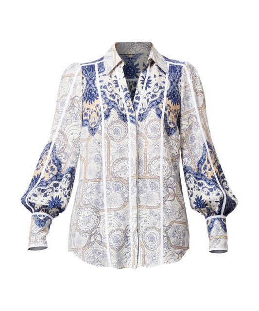 Once Was Laguna Linen Viscose Shirt in Astral Print
