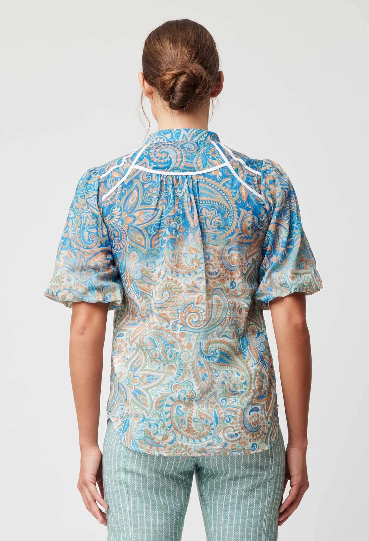 Once Was Salerno Cotton Silk Top in Capri Paisley Print