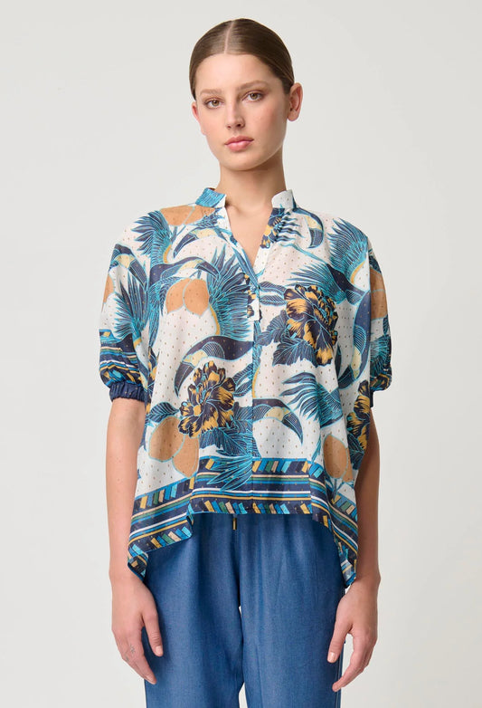 Once Was Kimona Scarf Hem Top - Tukano Print