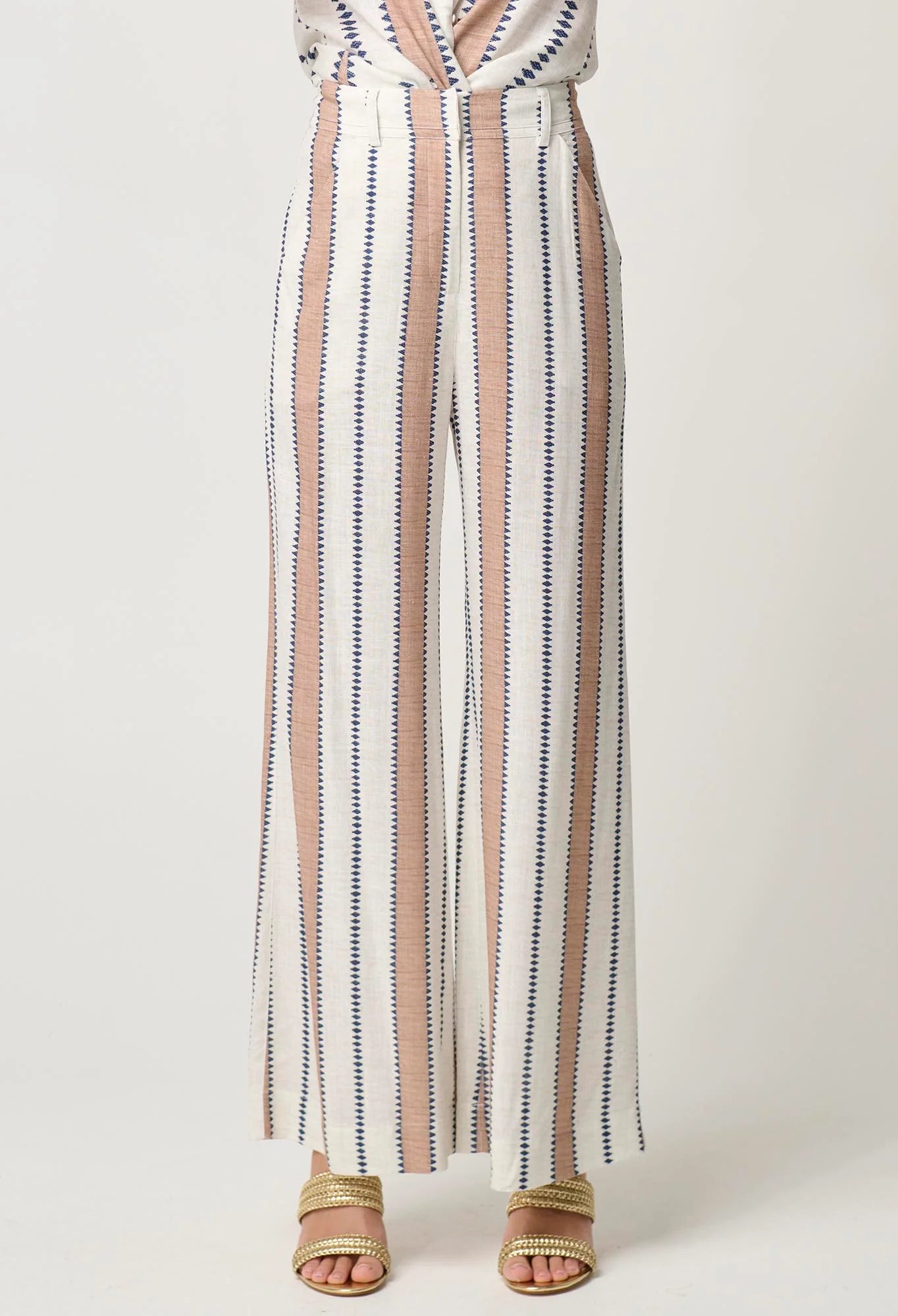 Once Was Dynasty Linen Viscose Pant - Cayman Stripe