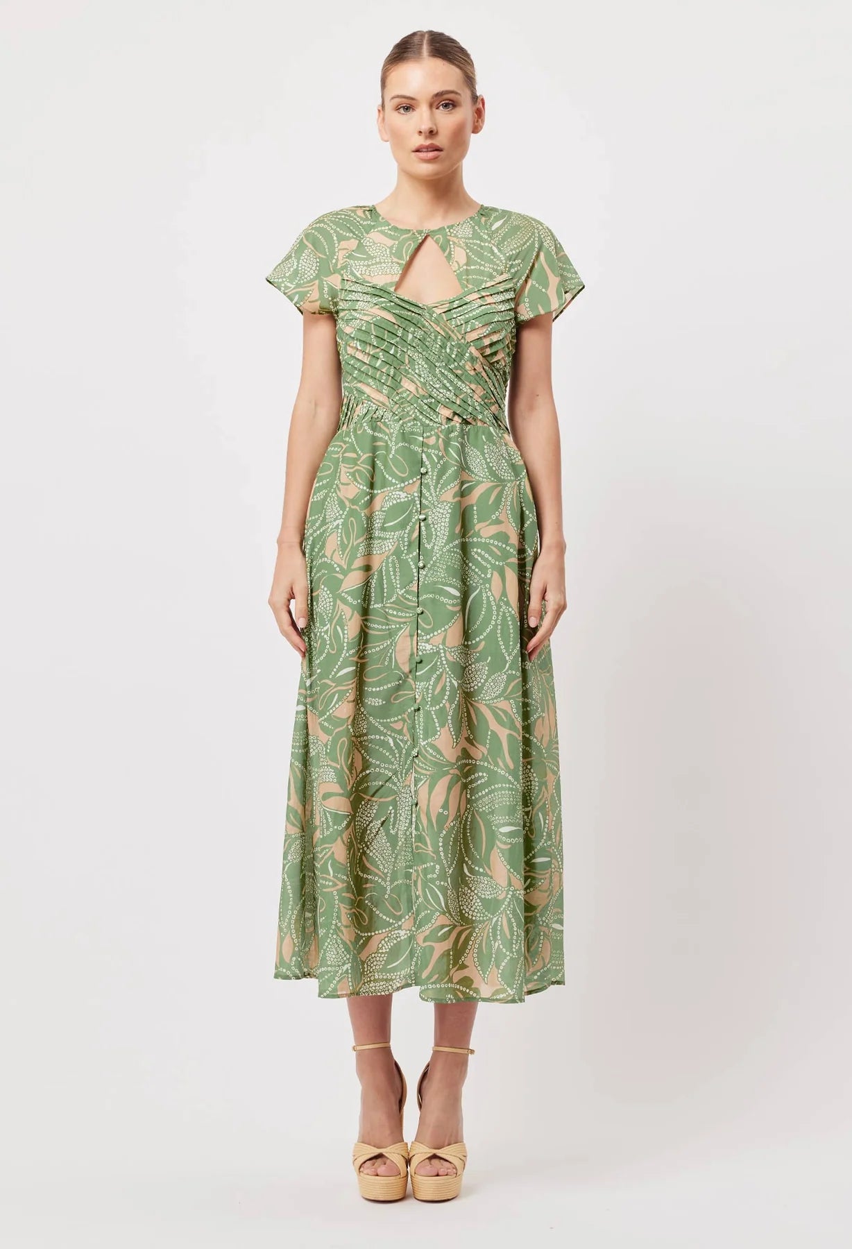 Once Was Rio Cotton Silk Midi Dress in Jungle Tropico