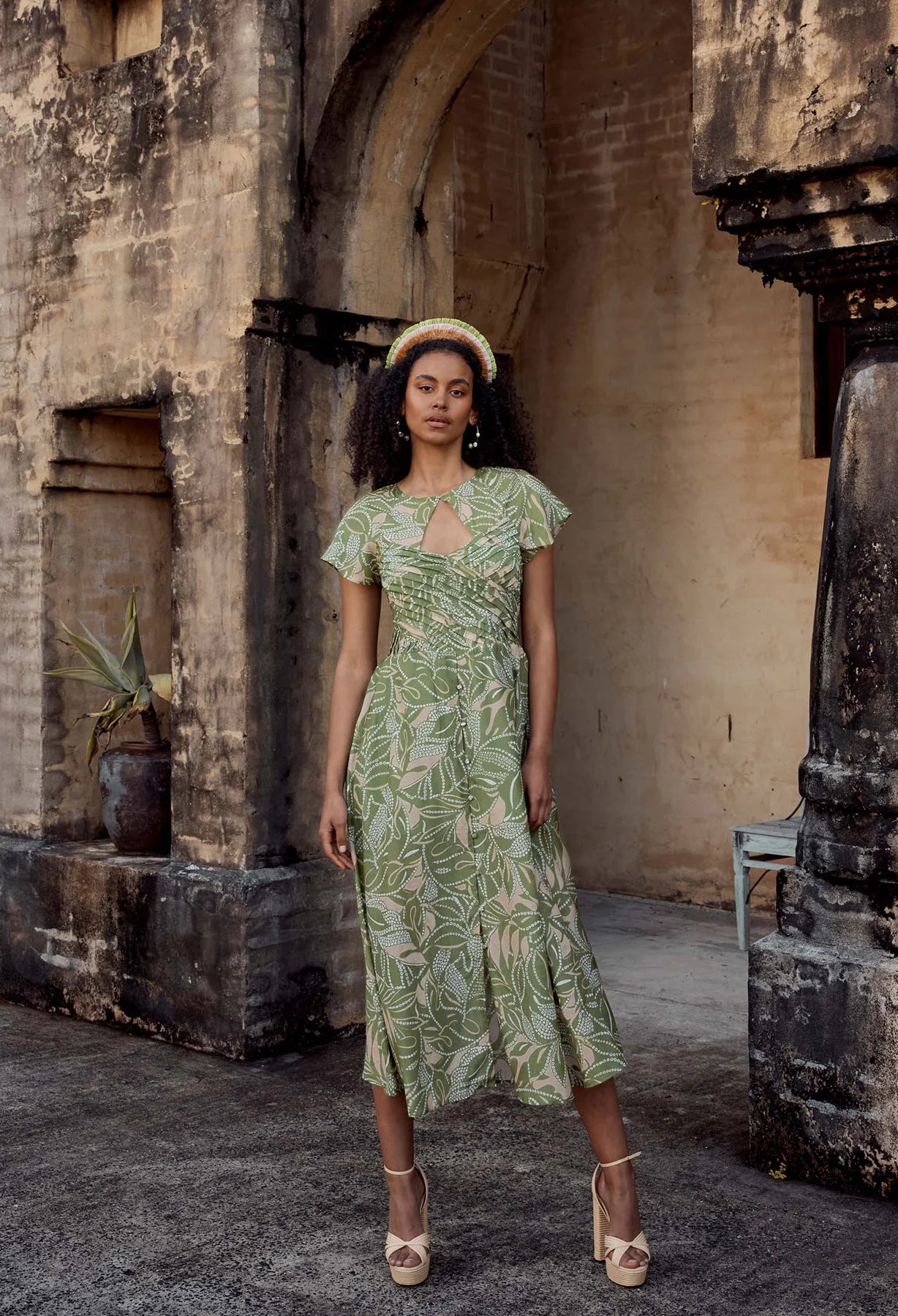 Once Was Rio Cotton Silk Midi Dress in Jungle Tropico