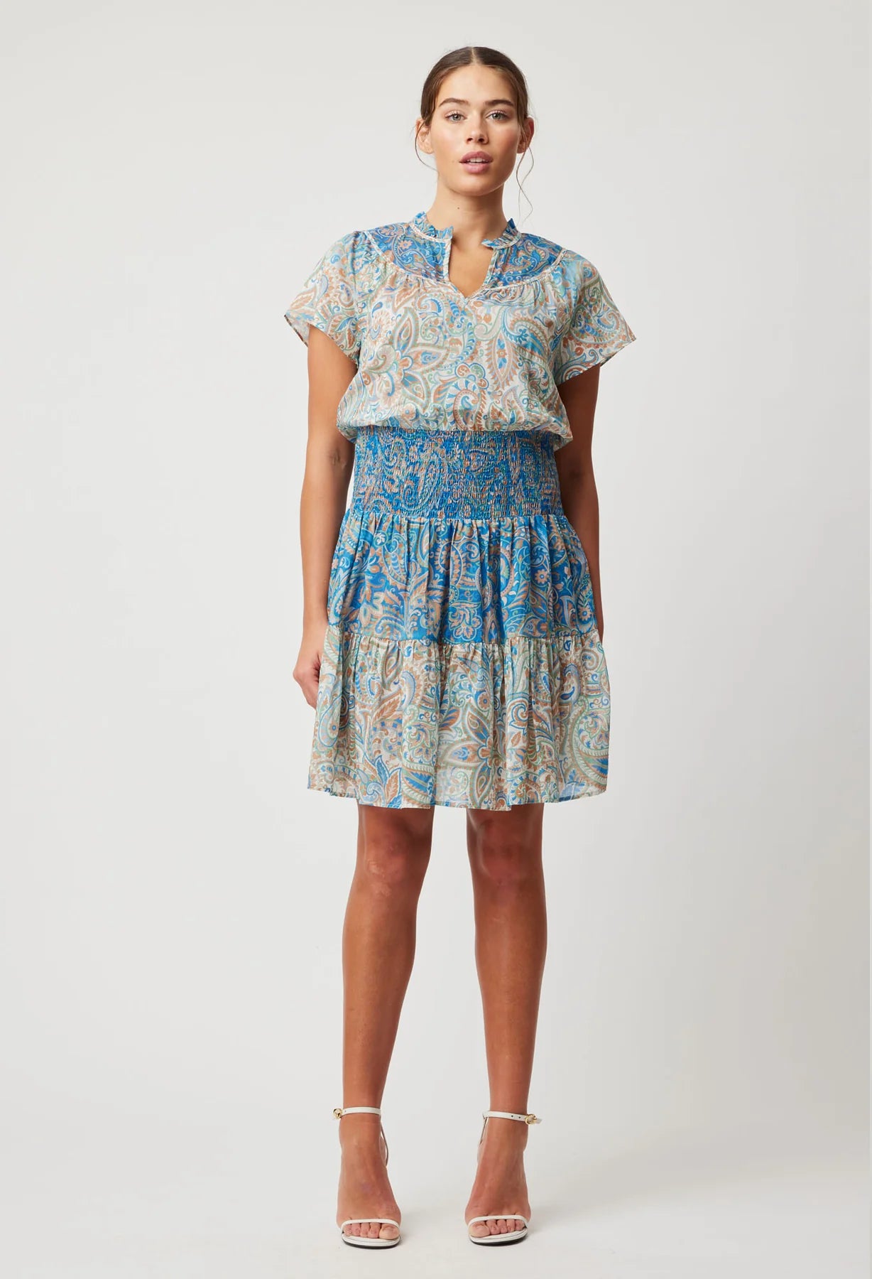 Once Was POSITANO COTTON SILK DRESS IN CAPRI PAISLEY PRINT - last one